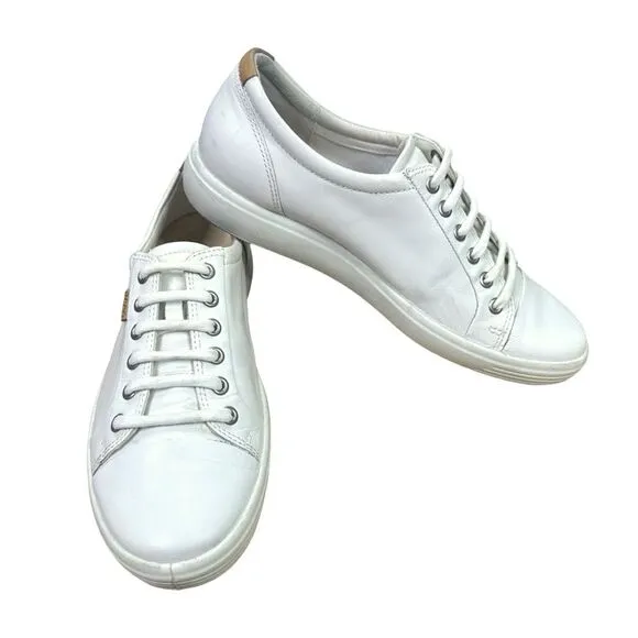 Ecco Soft 7 Leather Sneakers - Droid White - Size 41 (10-10.5)