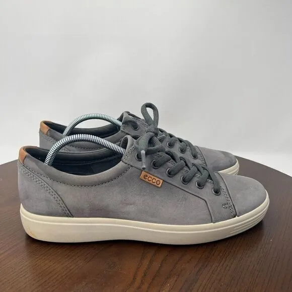 Ecco Soft 7 Men's‎ Shoes 41 / 7 Gray Leather Casual Lace Up Sneakers 43000402244