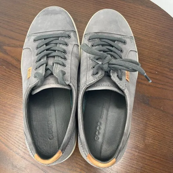 Ecco Soft 7 Men's‎ Shoes 41 / 7 Gray Leather Casual Lace Up Sneakers 43000402244