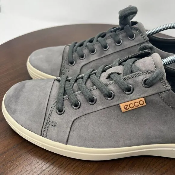 Ecco Soft 7 Men's‎ Shoes 41 / 7 Gray Leather Casual Lace Up Sneakers 43000402244