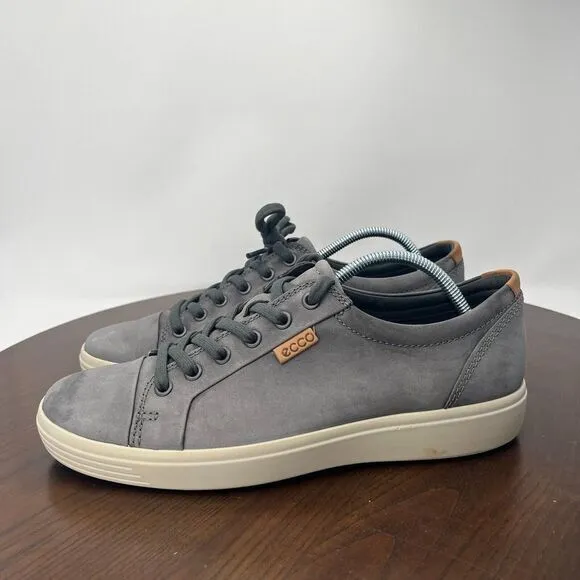 Ecco Soft 7 Men's‎ Shoes 41 / 7 Gray Leather Casual Lace Up Sneakers 43000402244