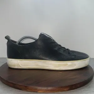 Ecco Soft 7 Black Leather Sneakers Mens EU 46 US 12 Casual Lace Up Shoes Sneaker
