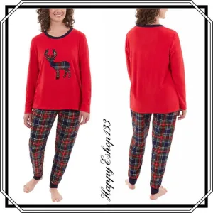 Eddie Bauer Women’s Holiday Family Sleep PJ Set 2-Piece Deer Applique