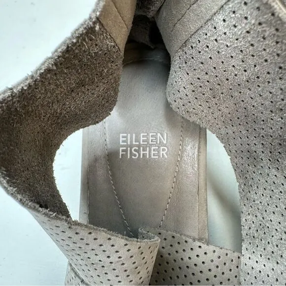 Eileen Fisher Gray Perforated Crisscross Platform Sandals Size 11