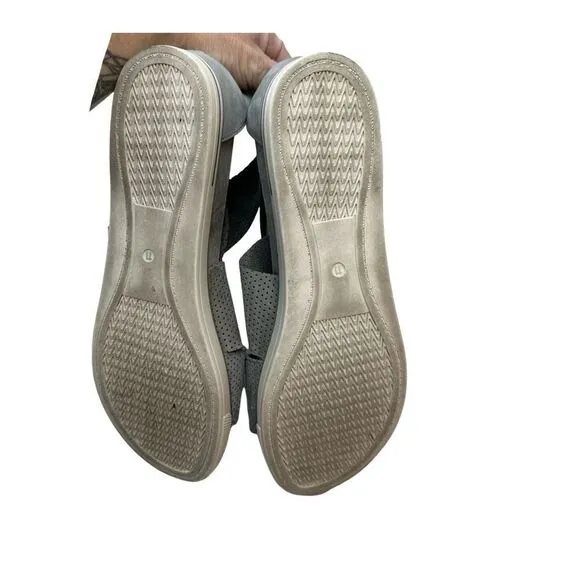 Eileen Fisher Gray Perforated Crisscross Platform Sandals Size 11