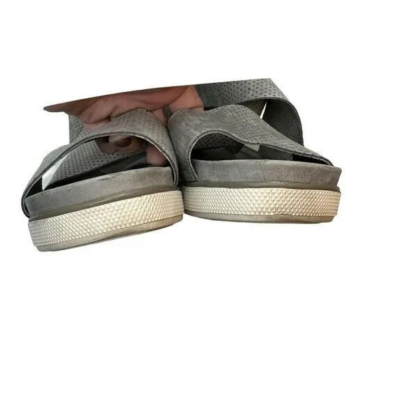 Eileen Fisher Gray Perforated Crisscross Platform Sandals Size 11