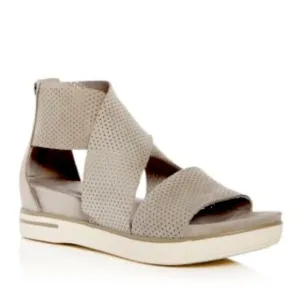Eileen Fisher Gray Perforated Crisscross Platform Sandals Size 11