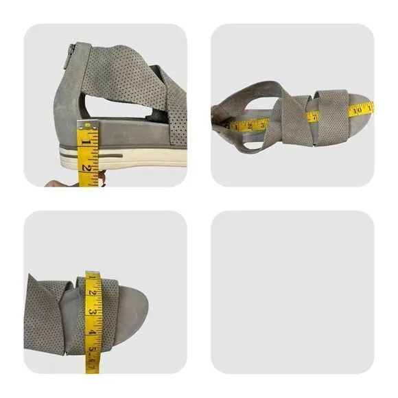 Eileen Fisher Gray Perforated Crisscross Platform Sandals Size 11