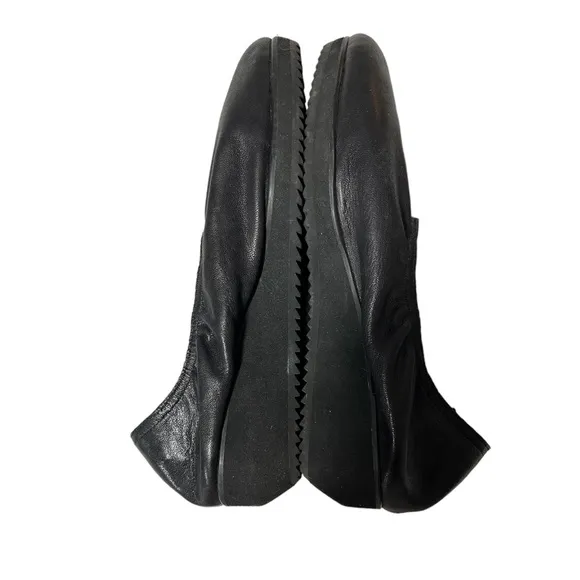 EILEEN FISHER Mellow Low Wedge Heel Black Leather Shoes Ballet Flats siz…