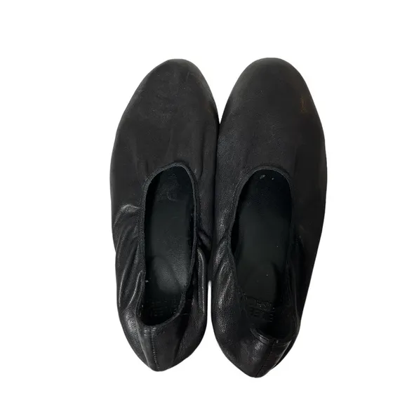 EILEEN FISHER Mellow Low Wedge Heel Black Leather Shoes Ballet Flats siz…
