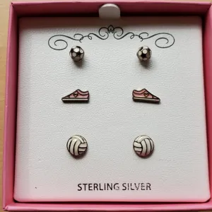 Enamel Sports Earrings: Soccer, Volleyball, Tennis Shoes Dainty &amp; Girly
