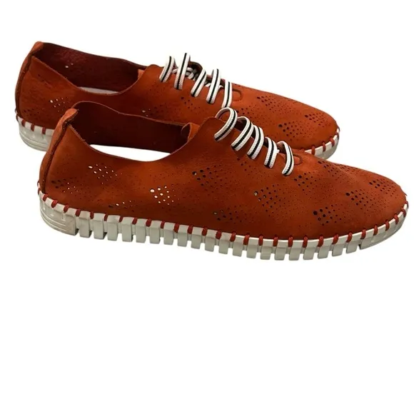 Eric Michael | Orange and White Sneakers with Unique Sole Design 38 (7.5)