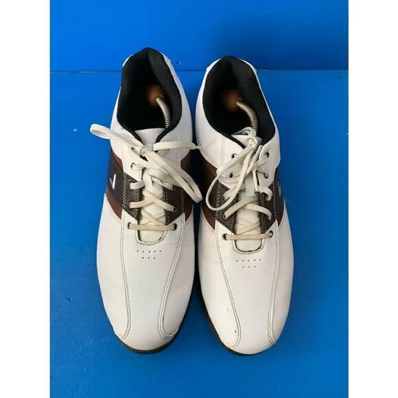 Etonic Golf Shoes 12 Mens White Leather Spike Gore Tex Arch Support Lace Up