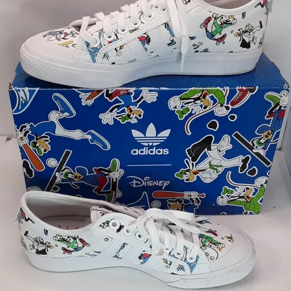 EUC Adidas Nizza X Disney Sport Goofy Canvas Sneakers Men's Size 9 Women's 10.5