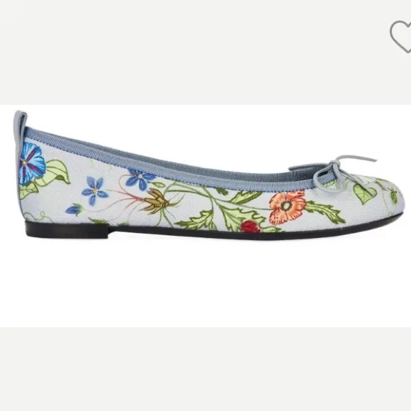 EUC Gucci womens shoes ballet flats floral print bow