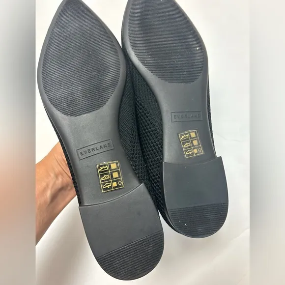Everlane Perforated Knit Pointed Toe Flat Size 8 Black