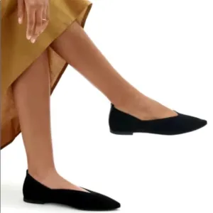 Everlane Perforated Knit Pointed Toe Flat Size 8 Black