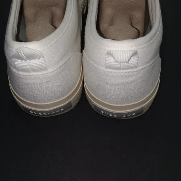 Everlane Unisex Slip On Sneakers Off White Organic Canvas Women's 10.5 Men's 9