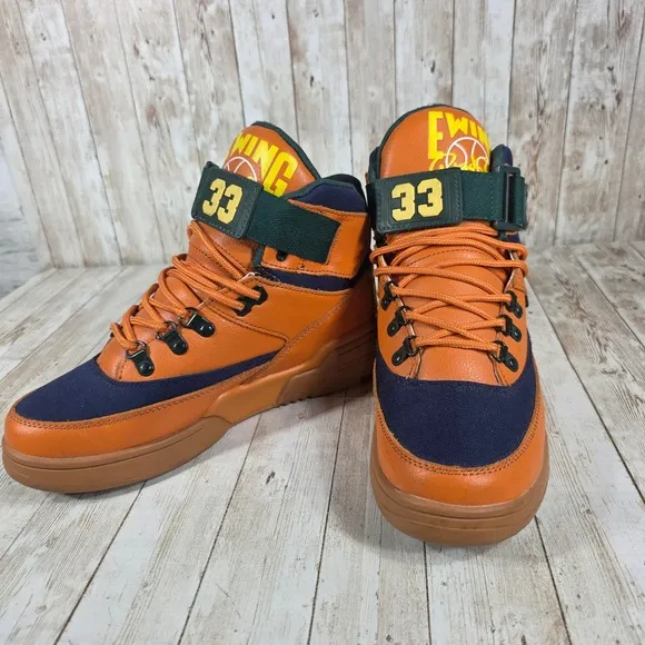 Ewing Sport Lite Waterproof Basketball Shoes Orange Navy High Top 8.5