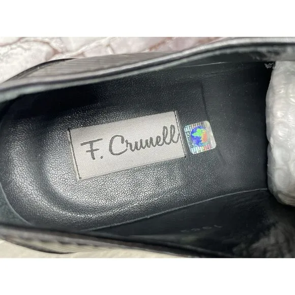 F. Crunell Vero Cuoio Black Leather Cap Toe Designer Dress Shoes Men 42EU/9M US