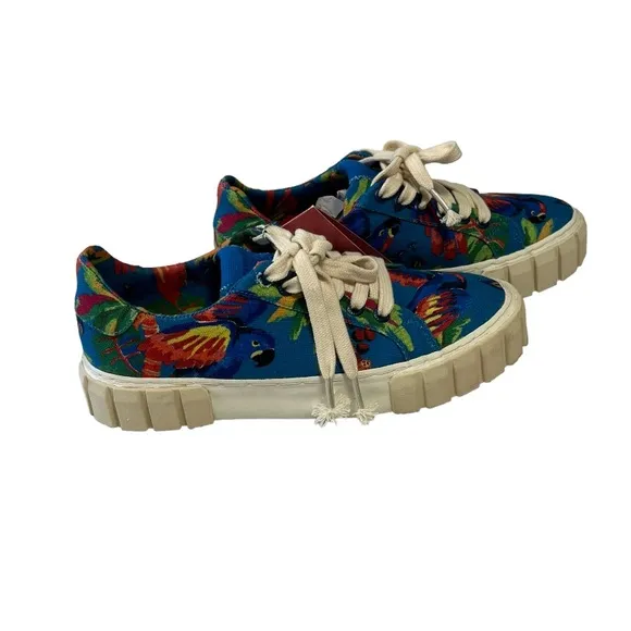 FARM RIO Sneakers Women’s Size 7.5 Blue Macaw Canvas Lace Up Sneakers