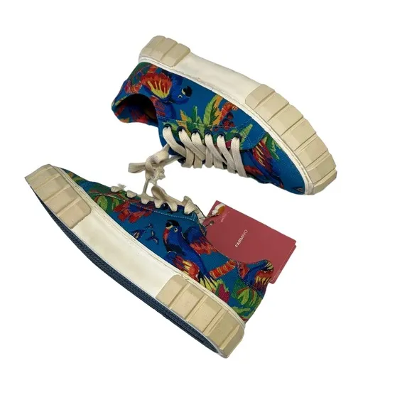 FARM RIO Sneakers Women’s Size 7.5 Blue Macaw Canvas Lace Up Sneakers