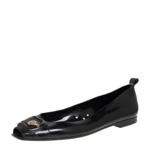 Fendi Black Jelly/Black Embellished PeepToe Ballet Flats Size 38/7-7.5.  B73