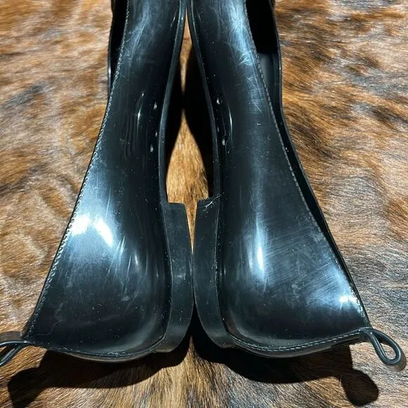 Fendi Black Jelly/Black Embellished PeepToe Ballet Flats Size 38/7-7.5.  B73
