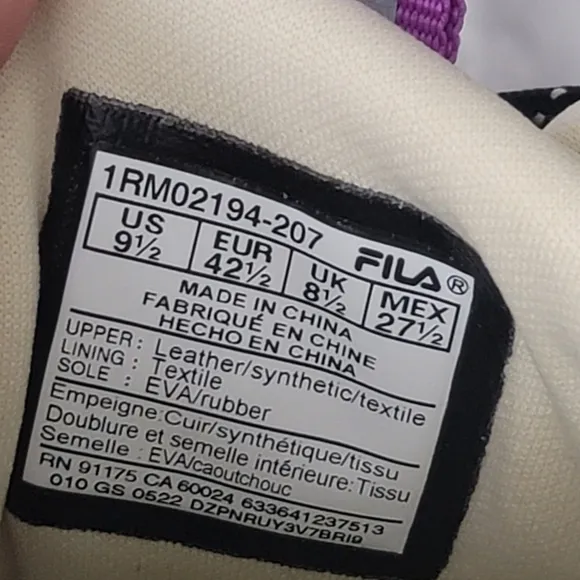 Fila Renno Mens Low Top Casual Shoes White Purple Blue 1RM02194-207 NEW Size 9.5