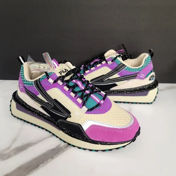 Fila Renno Mens Low Top Casual Shoes White Purple Blue 1RM02194-207 NEW Size 9.5