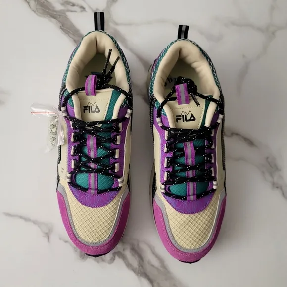 Fila Renno Mens Low Top Casual Shoes White Purple Blue 1RM02194-207 NEW Size 9.5