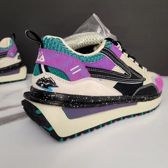 Fila Renno Mens Low Top Casual Shoes White Purple Blue 1RM02194-207 NEW Size 9.5