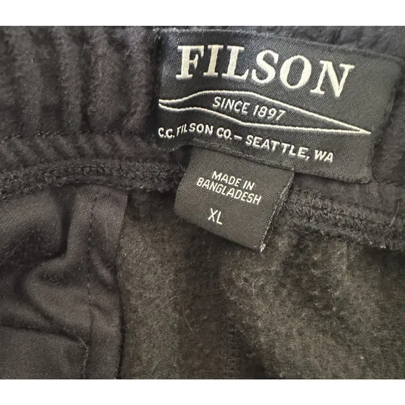 Filson Granite Spire Fleece Pant Drawstring Ankle Zip Sweatpants Black Men's XL