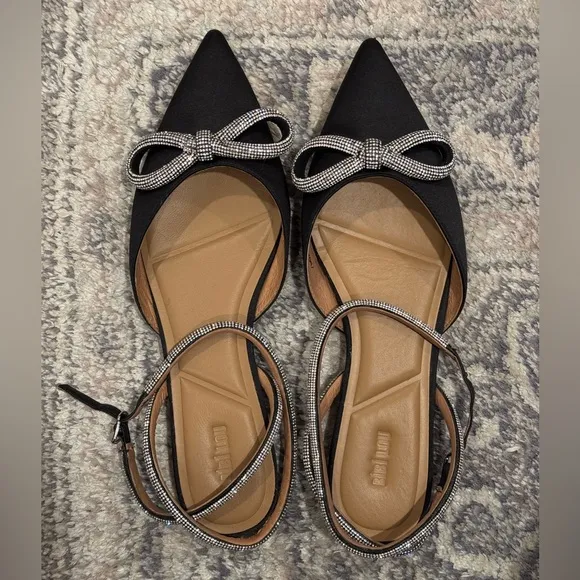 Final OFFER sent Bibi Lou Bow Satin Flats Black