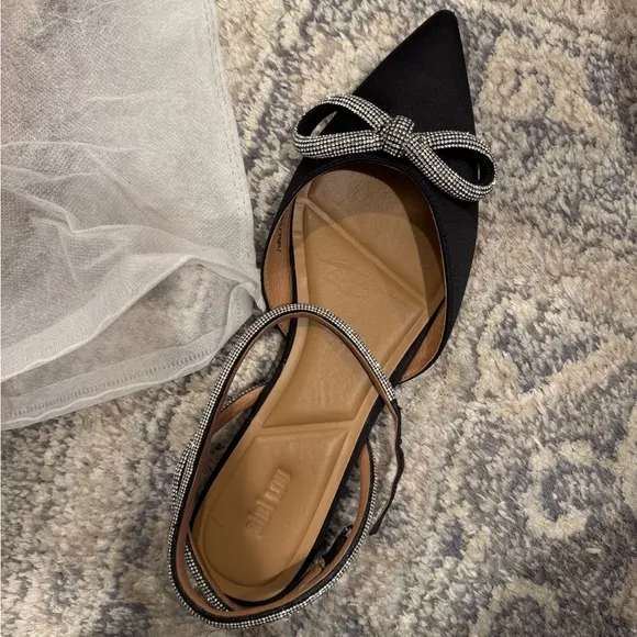 Final OFFER sent Bibi Lou Bow Satin Flats Black