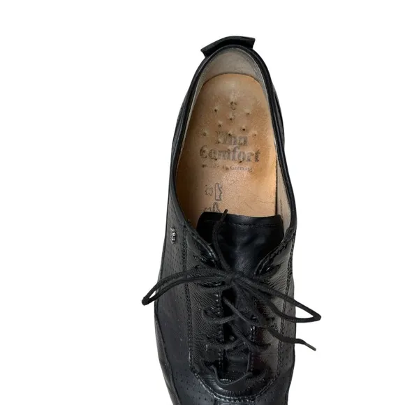 Finn Comfort Womens Black Leather Oxfords Comfort Casual Walking Shoes Sz UK 5