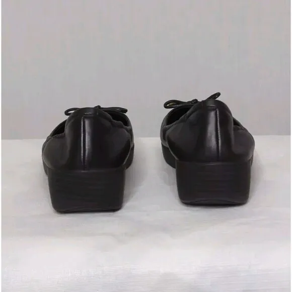 FitFlop Sz 8.5 Women's Black Ballerina Flats Bow Tie Comfort Shoes Thick Sole