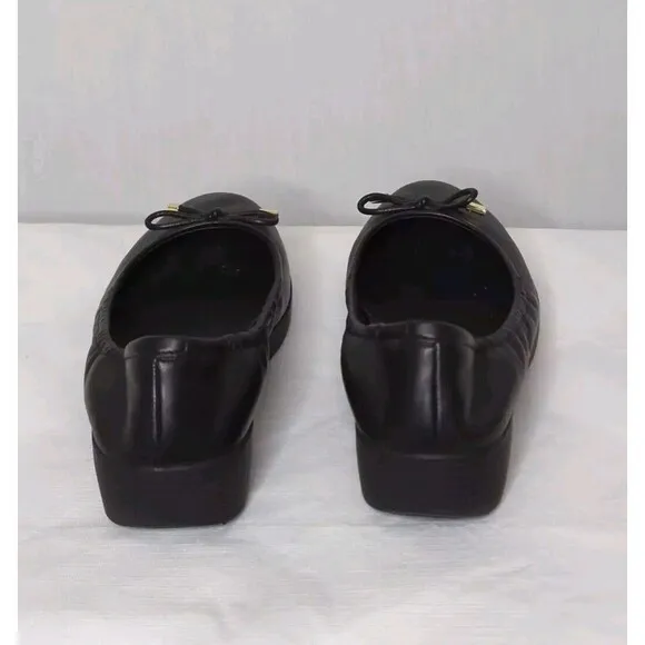 FitFlop Sz 8.5 Women's Black Ballerina Flats Bow Tie Comfort Shoes Thick Sole