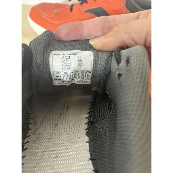 Fitville Marca Orange Lace Up Low Top Tennis  Shoes Size Men's 6.5‎ Women's 8 Z5