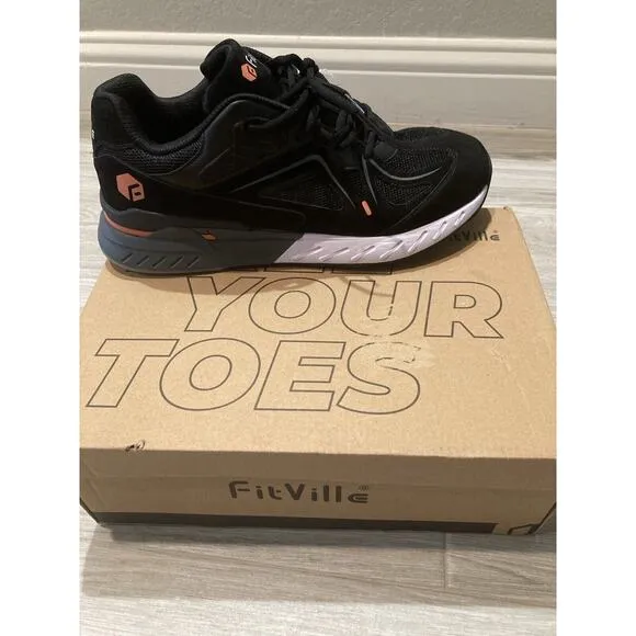 FitVille Rebound Core V1 Sneakers Men Size 11 WIDE Black Arch Fit Walking Shoes