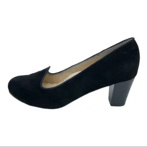 FITZWELL Black Suede Mixer Comfort Pump Heels w/Stacked Heel 9.5