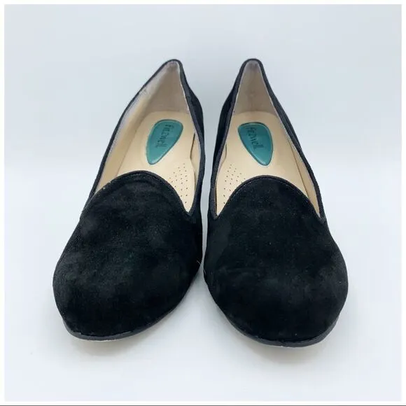 FITZWELL Black Suede Mixer Comfort Pump Heels w/Stacked Heel 9.5