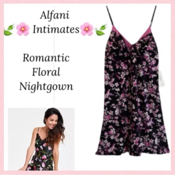 Flirty Floral Nightgown Sexy Slinky Night Dress Alfani Intimates Size Small