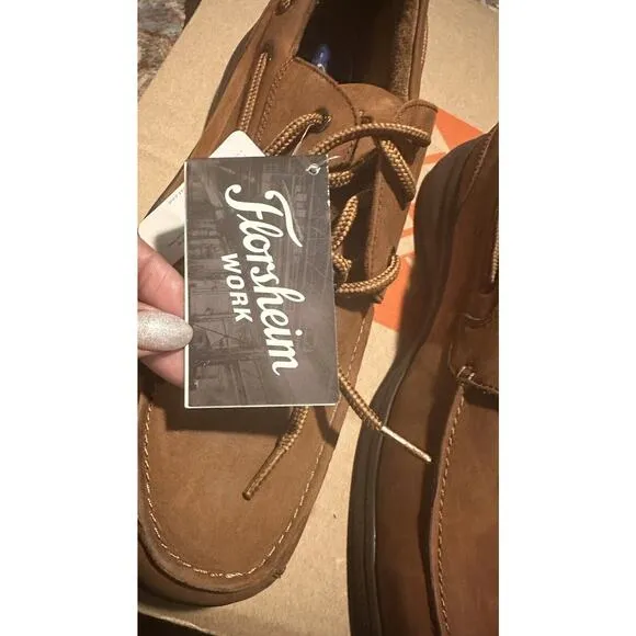 Florsheim Bayside Work Safety Steel Toe Boat Shoe Sz 14D Slip Oil Resistance