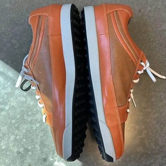 FootJoy Countour Casual 10.5 golf shoes UT logo orange brown