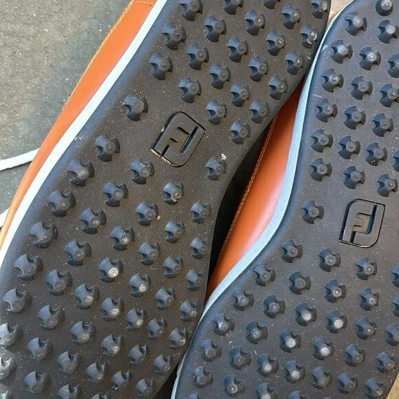 FootJoy Countour Casual 10.5 golf shoes UT logo orange brown
