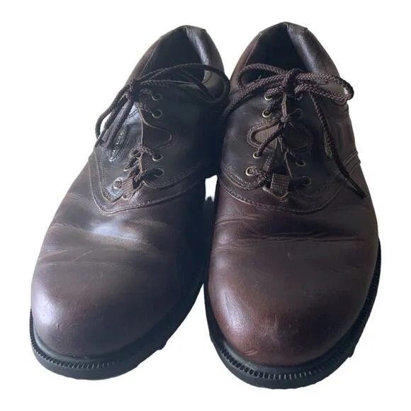 Footjoy eComfort Golf Leather Shoes Mens Size 8.5 Soft Spikes Brown Waterproof