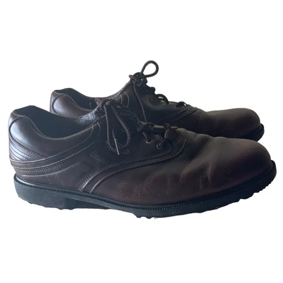 Footjoy eComfort Golf Leather Shoes Mens Size 8.5 Soft Spikes Brown Waterproof