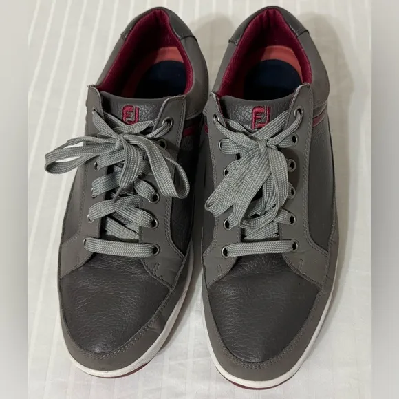 FootJoy Mens FJ Contour Casual Spikeless Golf Shoes 54238 Gray Leather Sz 11.5M
