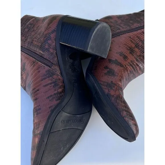 Franco Sarto Shoes boots ankle bootie snake leather luxury casual embossed 8.